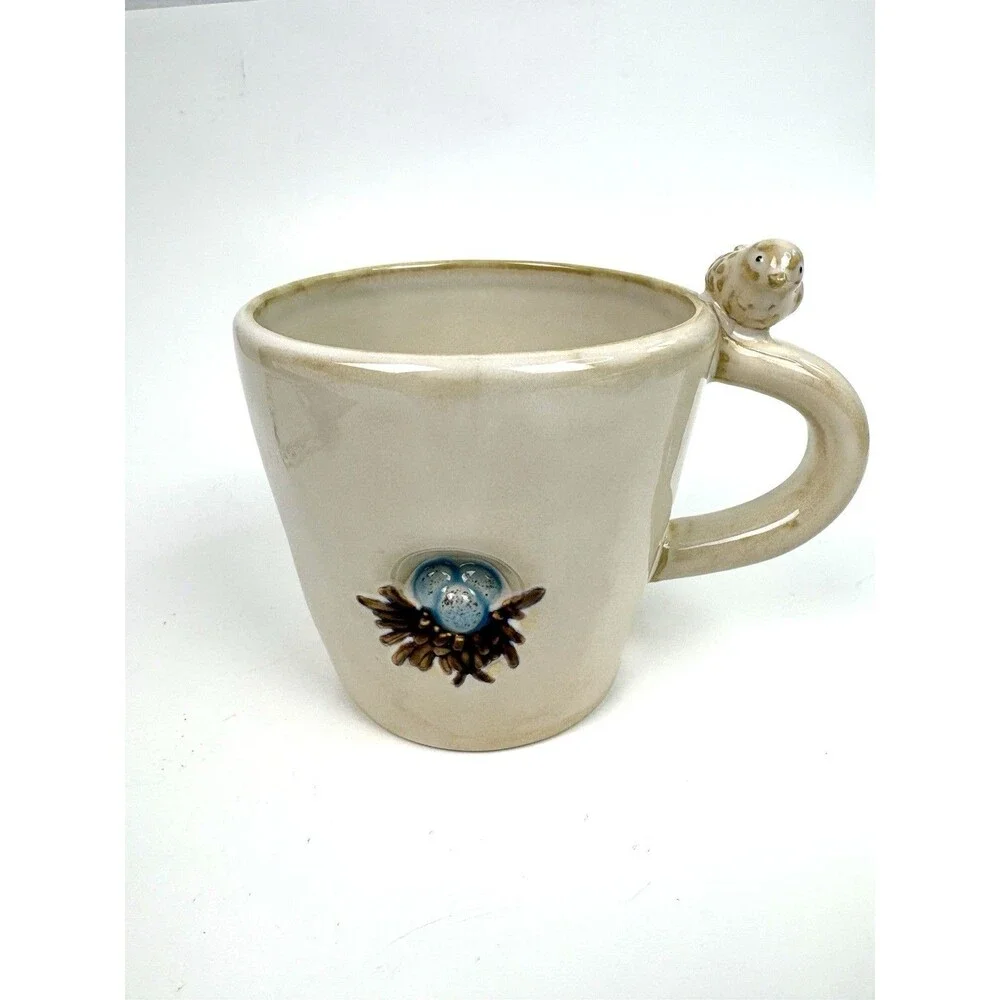 Pottery Barn Bird in Nest 12 oz. Mug Retired Pattern EUC